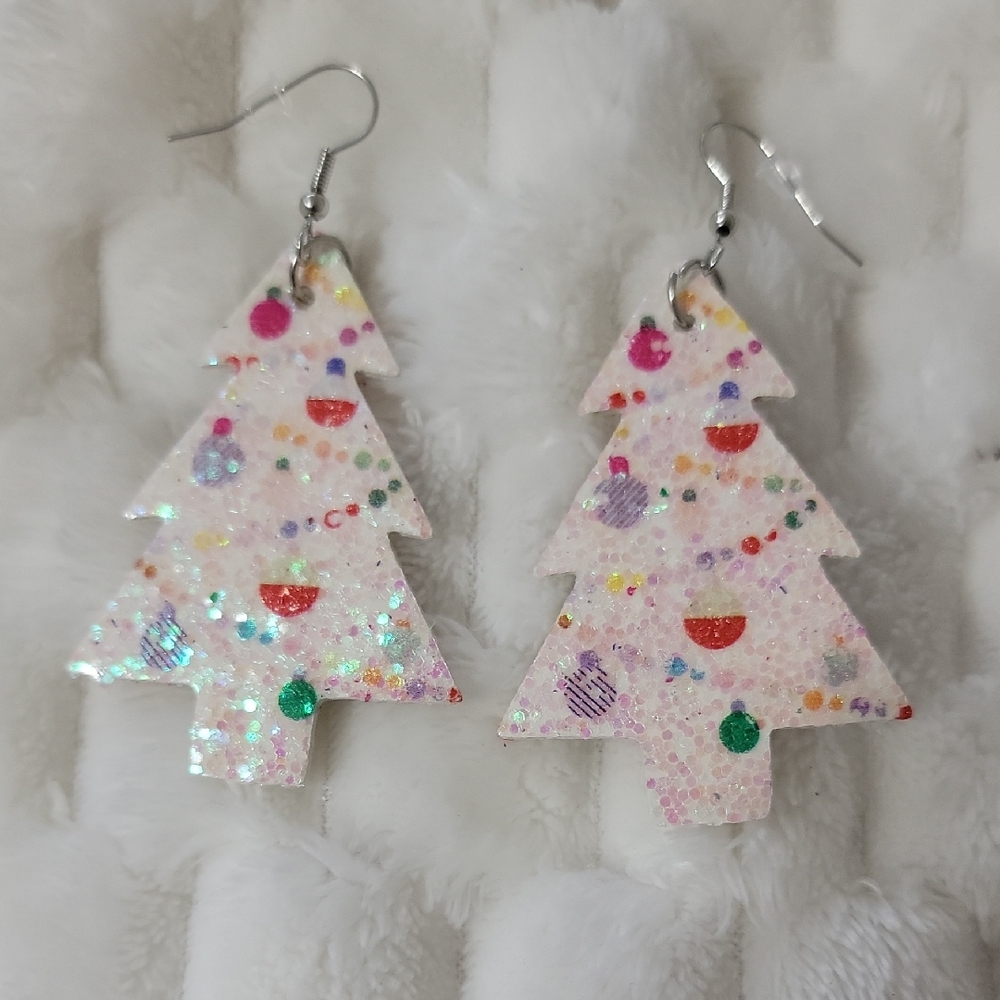 Festive Gitter Christmas Tree Earrings